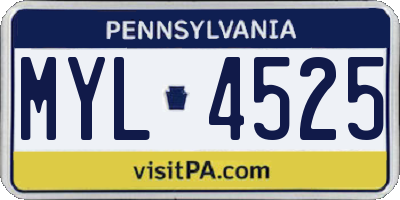 PA license plate MYL4525