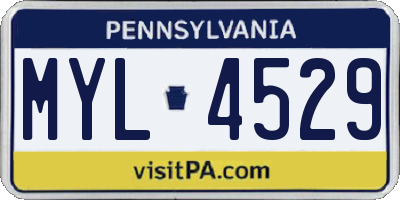 PA license plate MYL4529