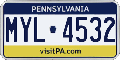 PA license plate MYL4532