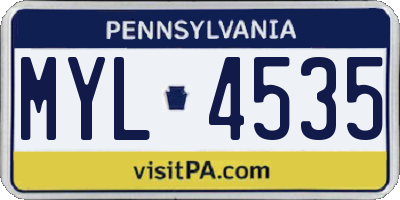 PA license plate MYL4535