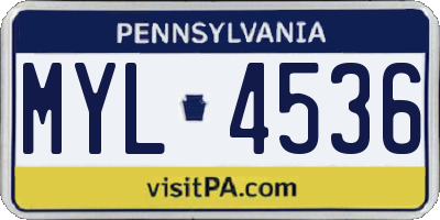 PA license plate MYL4536