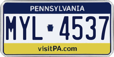PA license plate MYL4537