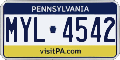 PA license plate MYL4542
