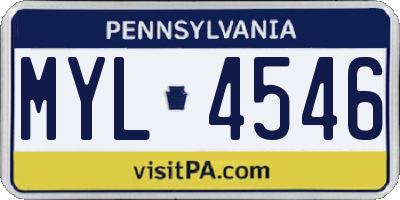 PA license plate MYL4546