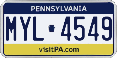 PA license plate MYL4549