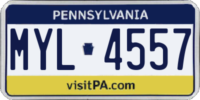PA license plate MYL4557