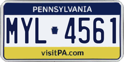 PA license plate MYL4561