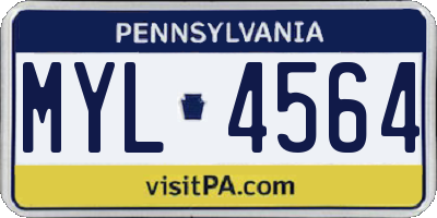 PA license plate MYL4564