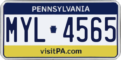 PA license plate MYL4565