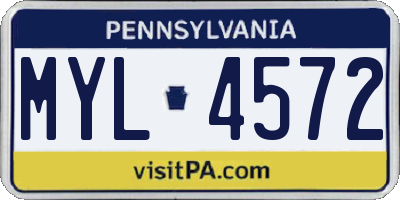 PA license plate MYL4572