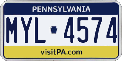 PA license plate MYL4574