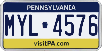 PA license plate MYL4576