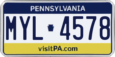 PA license plate MYL4578