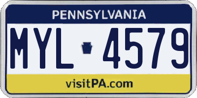 PA license plate MYL4579