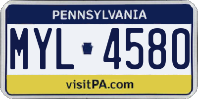 PA license plate MYL4580