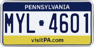 PA license plate MYL4601