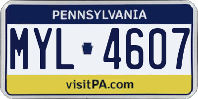PA license plate MYL4607
