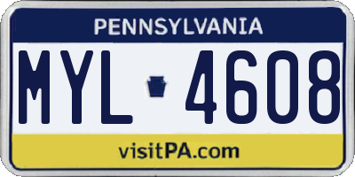 PA license plate MYL4608