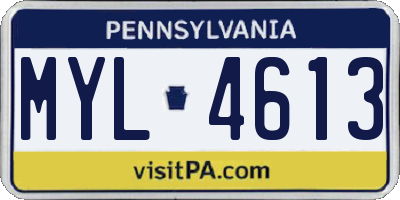 PA license plate MYL4613