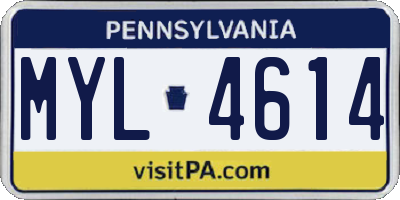 PA license plate MYL4614
