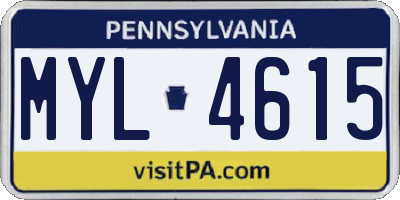 PA license plate MYL4615