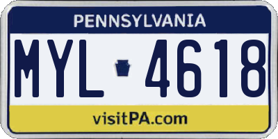PA license plate MYL4618