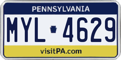 PA license plate MYL4629