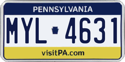 PA license plate MYL4631