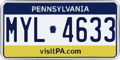 PA license plate MYL4633