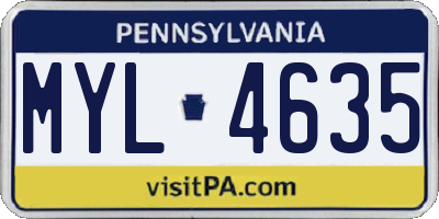 PA license plate MYL4635