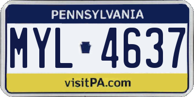 PA license plate MYL4637