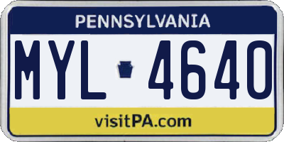 PA license plate MYL4640