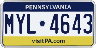 PA license plate MYL4643