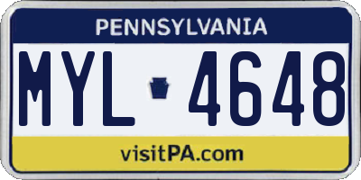 PA license plate MYL4648