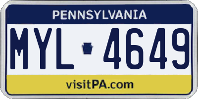PA license plate MYL4649