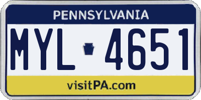 PA license plate MYL4651