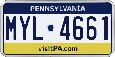 PA license plate MYL4661