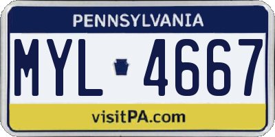 PA license plate MYL4667