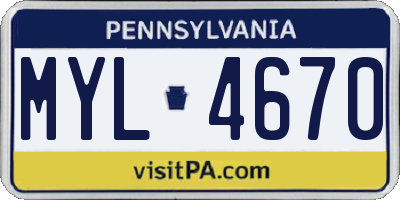 PA license plate MYL4670