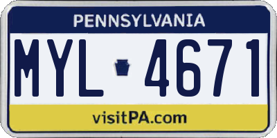 PA license plate MYL4671