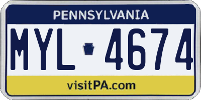 PA license plate MYL4674