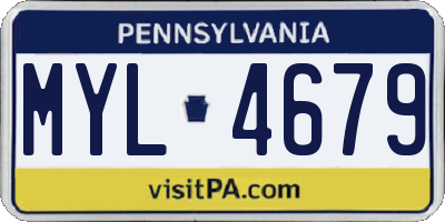 PA license plate MYL4679