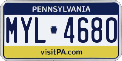 PA license plate MYL4680