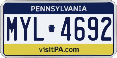 PA license plate MYL4692