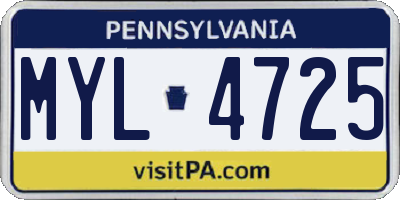 PA license plate MYL4725