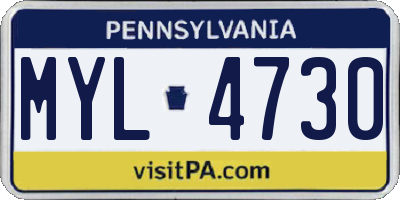 PA license plate MYL4730