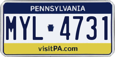 PA license plate MYL4731