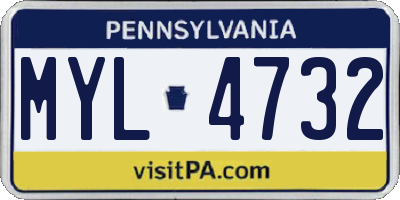 PA license plate MYL4732