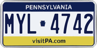 PA license plate MYL4742