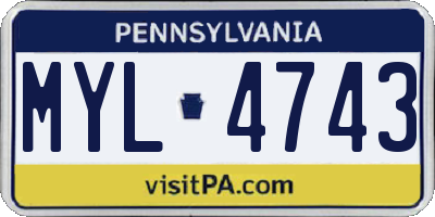 PA license plate MYL4743